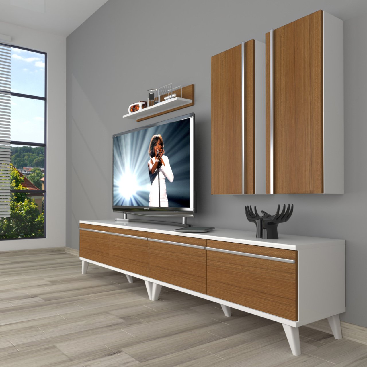 Decoraktiv Eko 5220T Mdf Retro Tv Ünitesi Tv Sehpası Beyaz - Ceviz