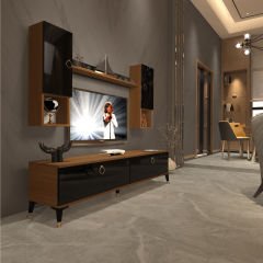 Decoraktiv Eko 5DA Mdf Std Gold Tv Ünitesi Tv Sehpası Ceviz - Siyah