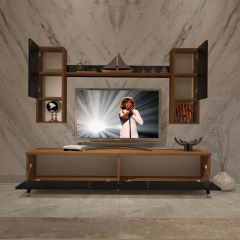 Decoraktiv Eko 5DA Mdf Std Gold Tv Ünitesi Tv Sehpası Ceviz - Siyah