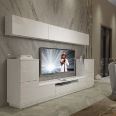 Decoraktiv Trendstyle 9S Mdf Tv Ünitesi Tv Sehpası Parlak Beyaz