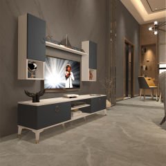 Decoraktiv Eko 5DA Mdf Dvd Gold Tv Ünitesi Tv Sehpası Beyaz - Antrasit