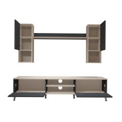Decoraktiv Eko 5DA Mdf Dvd Gold Tv Ünitesi Tv Sehpası Beyaz - Antrasit