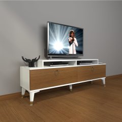Decoraktiv Ekoflex 4 Mdf Gold Tv Ünitesi Tv Sehpası Beyaz - Ceviz