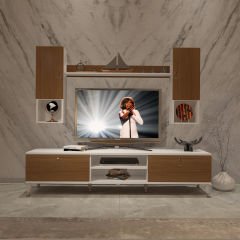 Decoraktiv Eko 5DA Mdf Dvd Gold Tv Ünitesi Tv Sehpası Beyaz - Ceviz