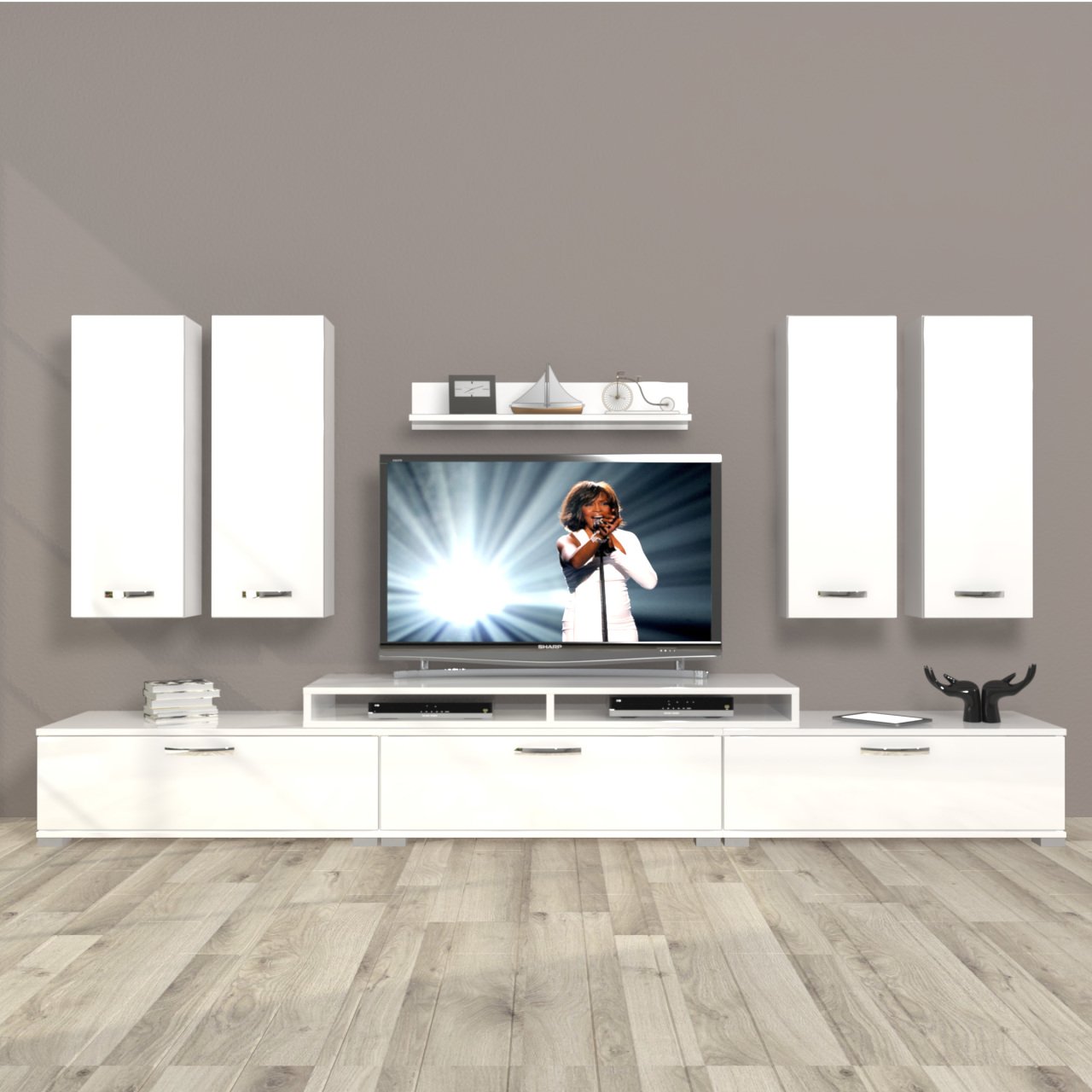 Decoraktiv Ekoflex 8D Slm Tv Ünitesi Tv Sehpası Parlak Beyaz