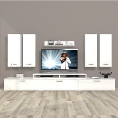 Decoraktiv Ekoflex 8D Slm Tv Ünitesi Tv Sehpası Parlak Beyaz