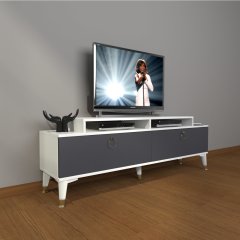 Decoraktiv Ekoflex 4 Mdf Gold Tv Ünitesi Tv Sehpası Beyaz - Antrasit