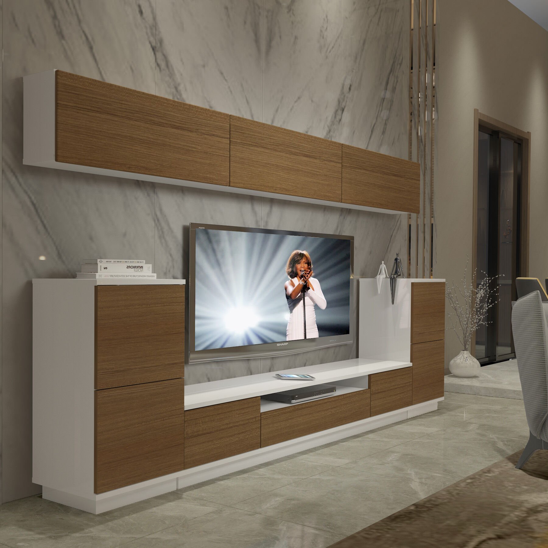 Decoraktiv Trendstyle 9S Mdf Tv Ünitesi Tv Sehpası Beyaz - Ceviz