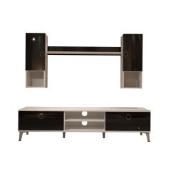 Decoraktiv Eko 5DA Mdf Dvd Gold Tv Ünitesi Tv Sehpası Beyaz - Siyah