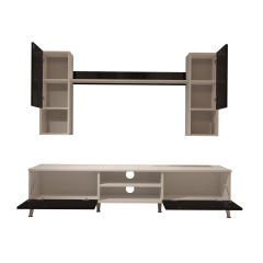 Decoraktiv Eko 5DA Mdf Dvd Gold Tv Ünitesi Tv Sehpası Beyaz - Siyah
