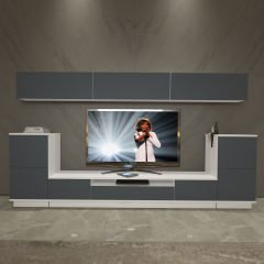Decoraktiv Trendstyle 9S Mdf Tv Ünitesi Tv Sehpası Beyaz - Antrasit