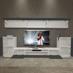 Decoraktiv Trendstyle 9S Mdf Tv Ünitesi Tv Sehpası Beyaz - Antrasit