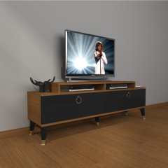 Decoraktiv Ekoflex 4 Mdf Gold Tv Ünitesi Tv Sehpası Ceviz - Siyah