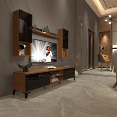 Decoraktiv Eko 5DA Mdf Dvd Gold Tv Ünitesi Tv Sehpası Ceviz - Siyah