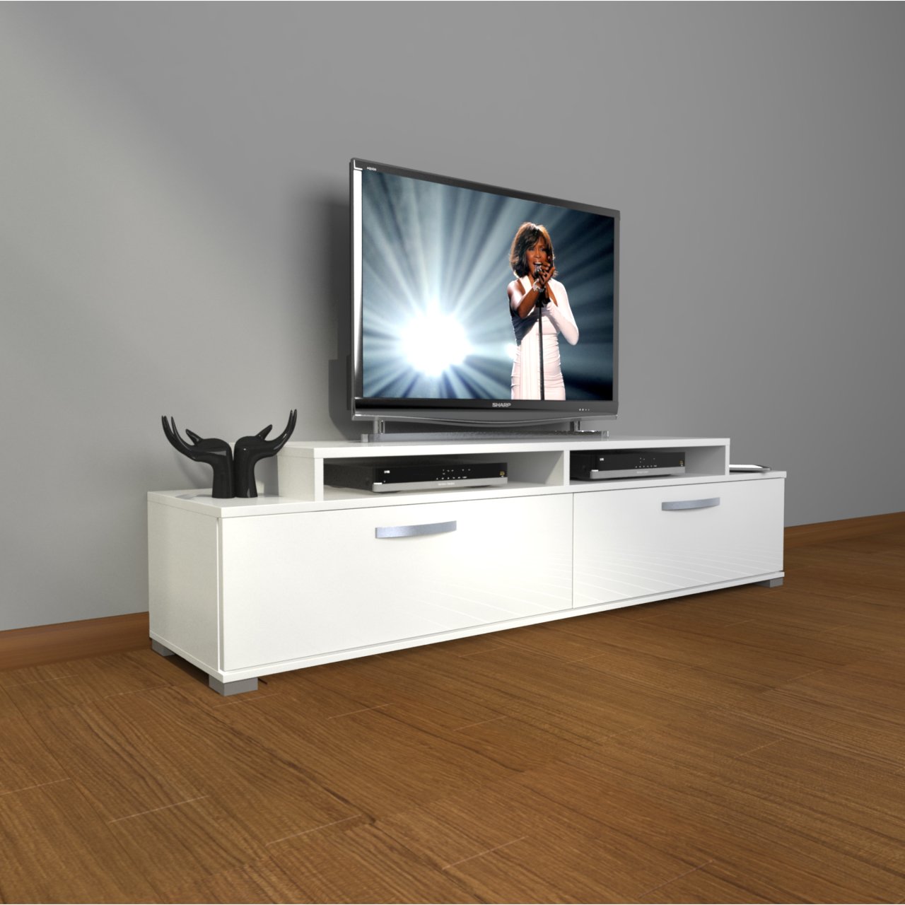 Decoraktiv Ekoflex 4 Slm Tv Ünitesi Tv Sehpası Parlak Beyaz