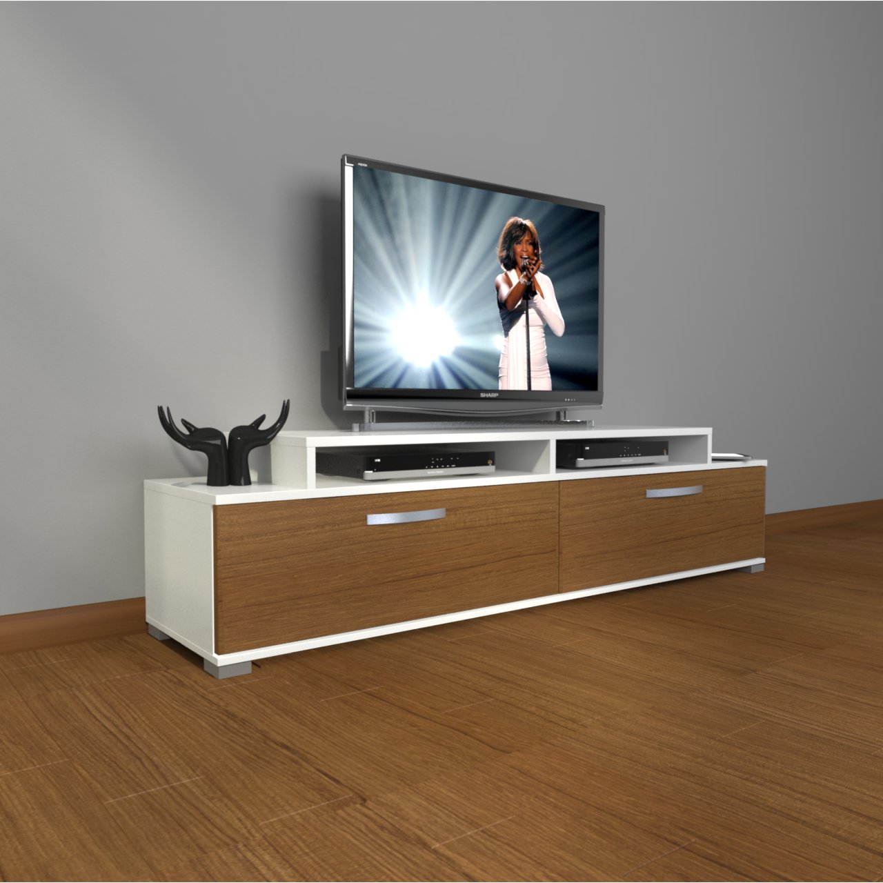 Decoraktiv Ekoflex 4 Slm Tv Ünitesi Tv Sehpası Beyaz - Ceviz