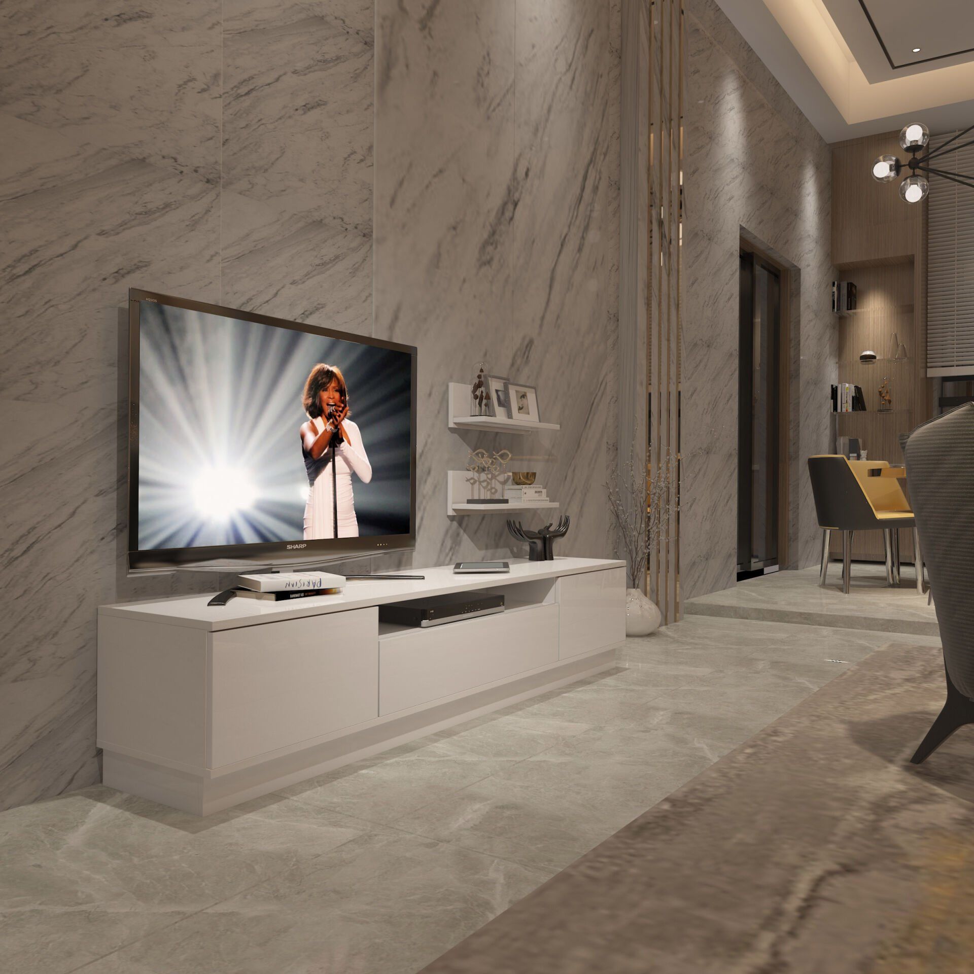 Decoraktiv Trendstyle 4S Mdf Tv Ünitesi Tv Sehpası Parlak Beyaz