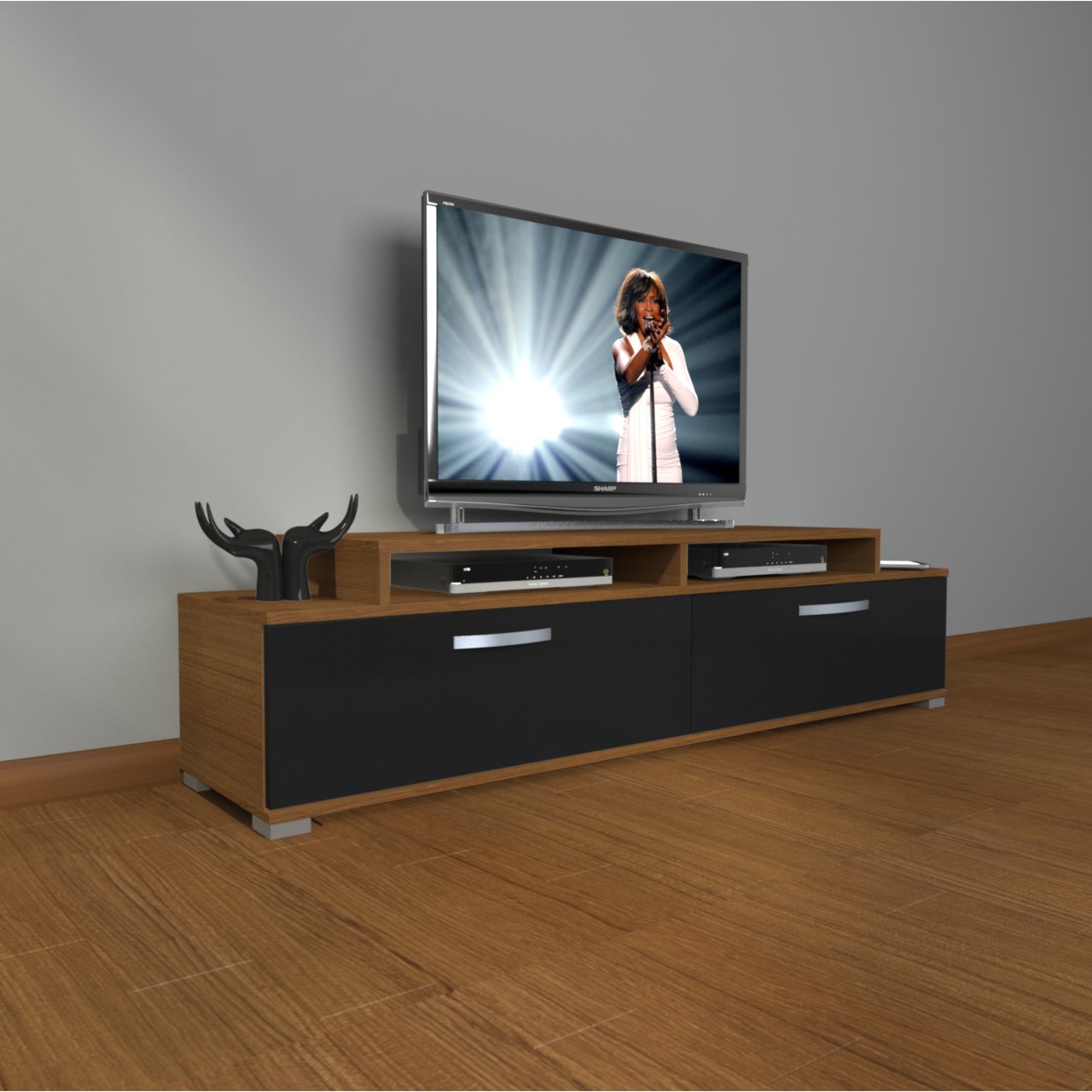 Decoraktiv Ekoflex 4 Slm Tv Ünitesi Tv Sehpası Ceviz - Siyah