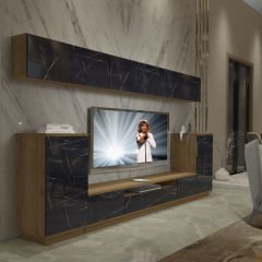 Decoraktiv Trendstyle 9S Mdf Tv Ünitesi Tv Sehpası Pera - Siyah Mermer