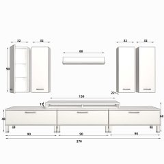 Decoraktiv Ekoflex 8D Slm Krom Ayaklı Tv Ünitesi Tv Sehpası Beyaz - Siyah