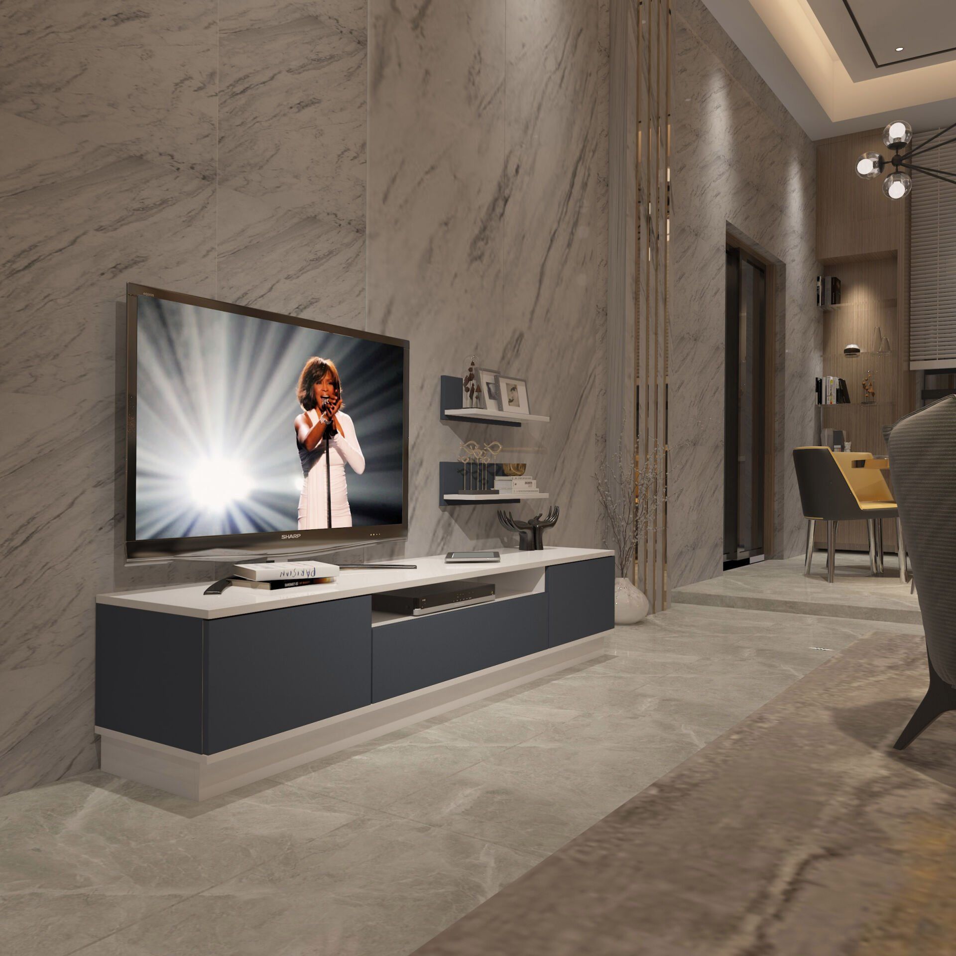 Decoraktiv Trendstyle 4S Mdf Tv Ünitesi Tv Sehpası Beyaz - Antrasit