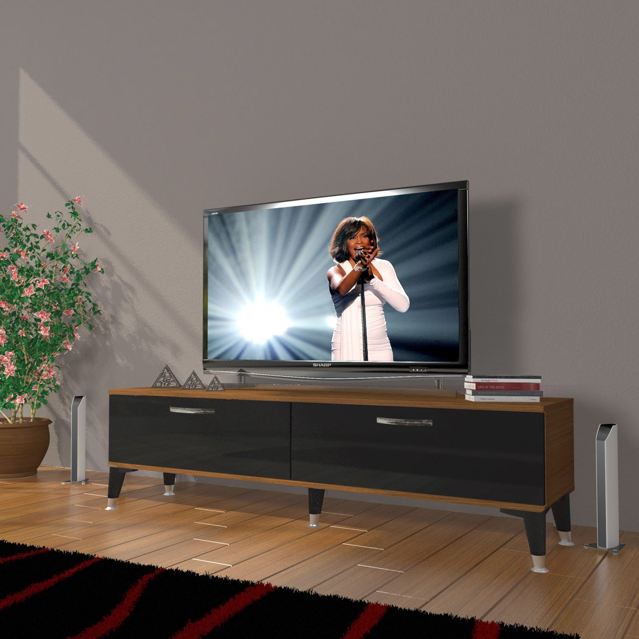 Decoraktiv Eko 140 Mdf Std Silver Tv Ünitesi Tv Sehpası Ceviz - Siyah