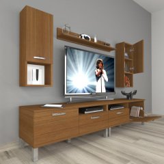 Decoraktiv Eko 5200DA Mdf Krom Ayaklı Tv Ünitesi Tv Sehpası Ceviz