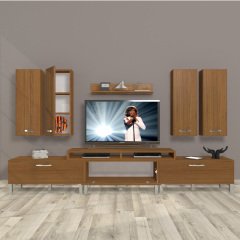 Decoraktiv Ekoflex 8D Slm Krom Ayaklı Tv Ünitesi Tv Sehpası Ceviz