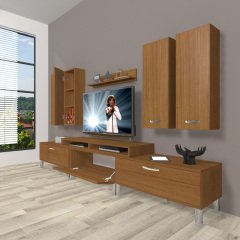 Decoraktiv Ekoflex 8D Slm Krom Ayaklı Tv Ünitesi Tv Sehpası Ceviz