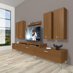 Decoraktiv Ekoflex 8D Slm Krom Ayaklı Tv Ünitesi Tv Sehpası Ceviz