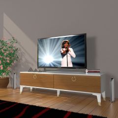 Decoraktiv Eko 140 Mdf Std Gold Tv Ünitesi Tv Sehpası Beyaz - Antrasit