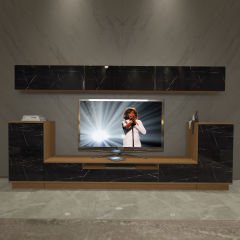 Decoraktiv Trendstyle 9S Mdf Tv Ünitesi Tv Sehpası Ceviz - Siyah Mermer