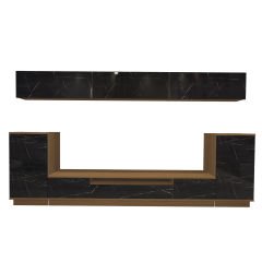 Decoraktiv Trendstyle 9S Mdf Tv Ünitesi Tv Sehpası Ceviz - Siyah Mermer