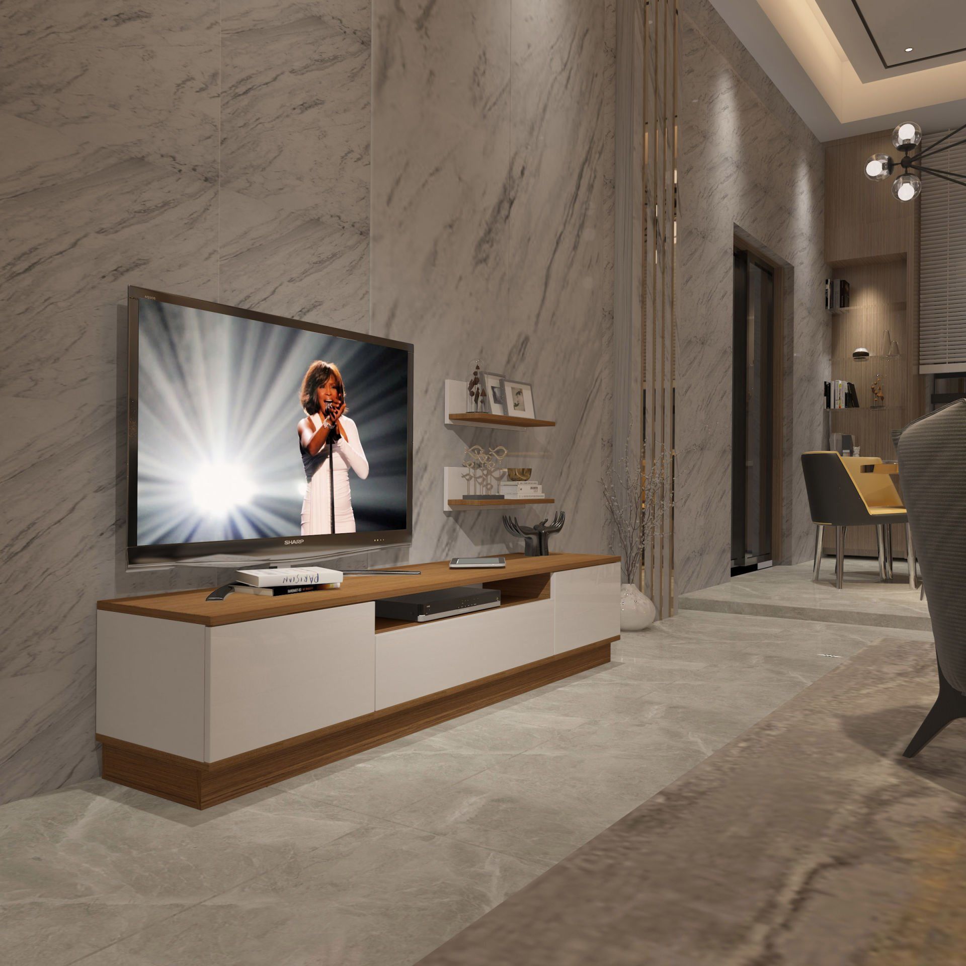 Decoraktiv Trendstyle 4S Mdf Tv Ünitesi Tv Sehpası Ceviz - Beyaz