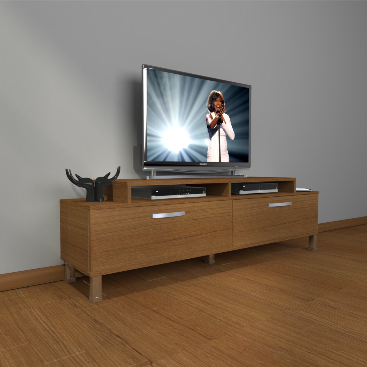 Decoraktiv Ekoflex 4 Slm Krom Ayaklı Tv Ünitesi Tv Sehpası Ceviz