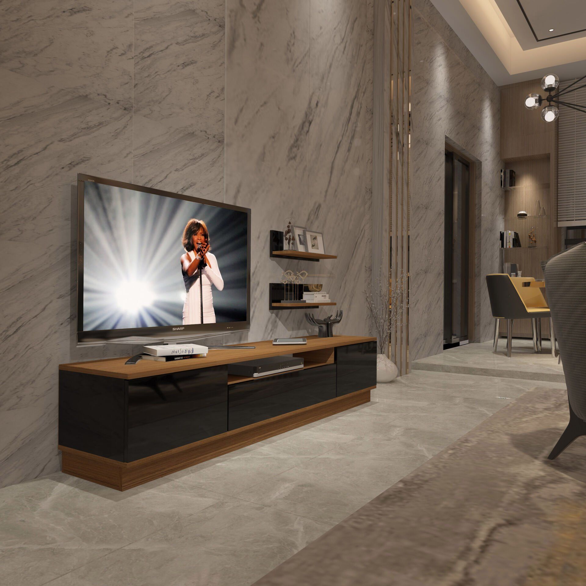 Decoraktiv Trendstyle 4S Mdf Tv Ünitesi Tv Sehpası Ceviz - Siyah
