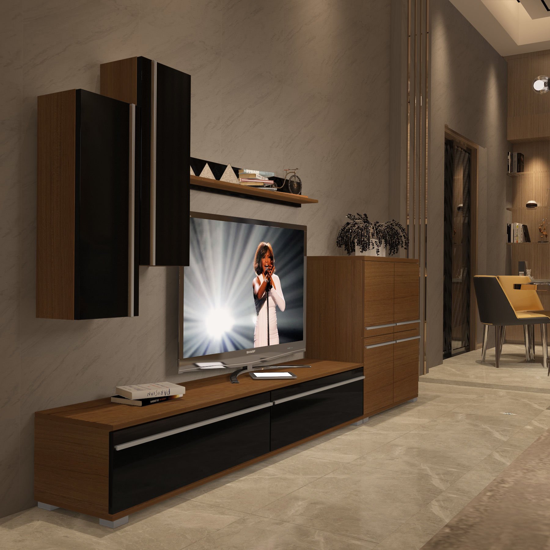 Decoraktiv Eko 6 Mdf Std Tv Ünitesi Tv Sehpası Ceviz - Siyah