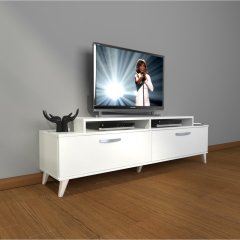 Decoraktiv Ekoflex 4 Slm Retro Tv Ünitesi Tv Sehpası Parlak Beyaz