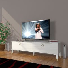 Decoraktiv Eko 140 Mdf Std Gold Tv Ünitesi Tv Sehpası Parlak Beyaz