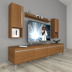 Decoraktiv Eko 5220TA Mdf Krom Ayaklı Tv Ünitesi Tv Sehpası Ceviz