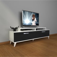 Decoraktiv Ekoflex 4 Slm Retro Tv Ünitesi Tv Sehpası Beyaz - Siyah