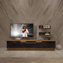 Decoraktiv Trendstyle 4S Mdf Tv Ünitesi Tv Sehpası Pera - Siyah Mermer