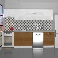 Decoraktiv Elite 280Y MDF Hazır Mutfak Dolabı Ceviz - Beyaz