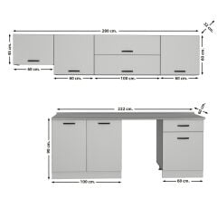 Decoraktiv Elite 280Y MDF Hazır Mutfak Dolabı Ceviz - Beyaz