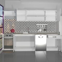 Decoraktiv Elite 280Y MDF Hazır Mutfak Dolabı Parlak Beyaz