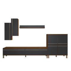 Decoraktiv Eko 6 Mdf Std Krom Ayaklı Tv Ünitesi Tv Sehpası Ceviz - Antrasit