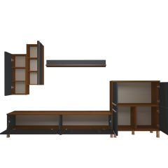 Decoraktiv Eko 6 Mdf Std Krom Ayaklı Tv Ünitesi Tv Sehpası Ceviz - Antrasit