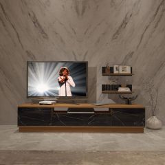 Decoraktiv Trendstyle 4S Mdf Tv Ünitesi Tv Sehpası Ceviz - Siyah Mermer