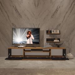 Decoraktiv Trendstyle 4S Mdf Tv Ünitesi Tv Sehpası Ceviz - Siyah Mermer