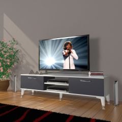 Decoraktiv Eko 140 Mdf Dvd Silver Tv Ünitesi Tv Sehpası Parlak Beyaz